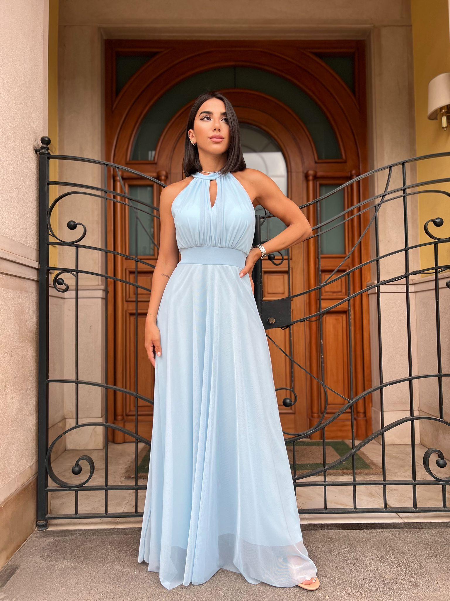 Abito MONICA Abito lungo scollo all'americana ABITI CERIMONIA