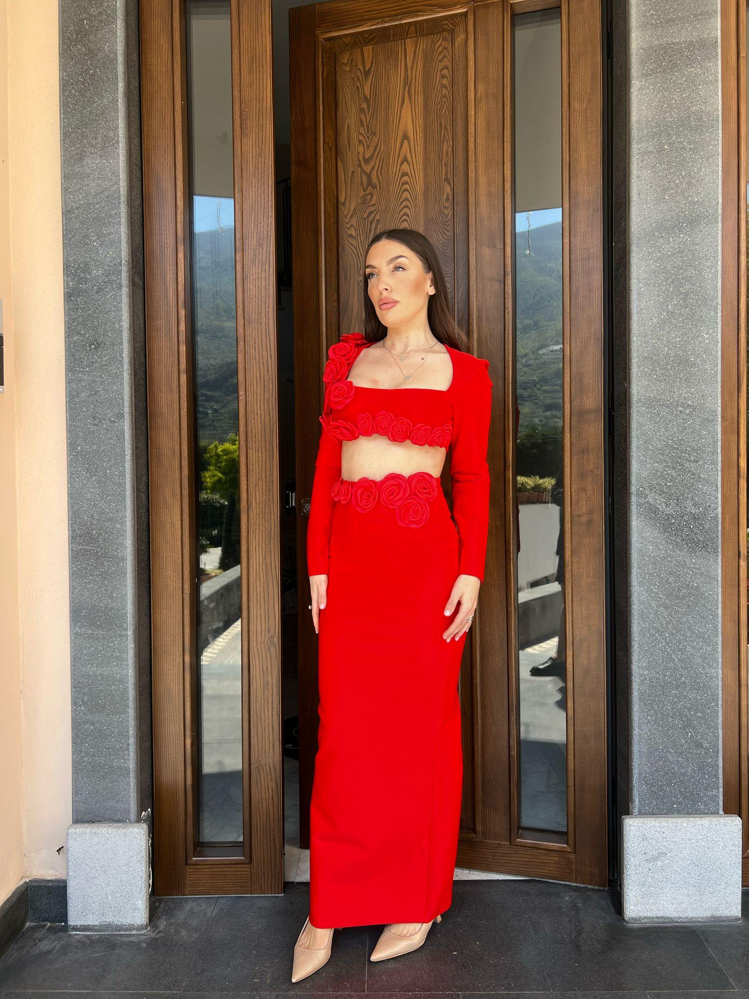 Abito Gonna Longuette E Top Cordset FIORE Completo Top E Gonna