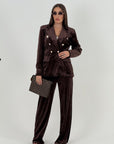 Tailleur JOHANNA - Completo in velluto con giacca doppiopetto
