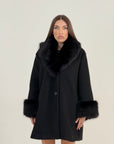 Cappotto Kristin - cappotto in panno con polsi e collo in eco pelliccia top quality
