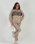 Tuta GISELLA - Completo felpa e pantalone con dettagli leopardati