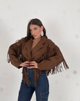 Giacca in camoscio con frange