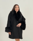 Cappotto Kristin - cappotto in panno con polsi e collo in eco pelliccia top quality