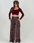 PANTALONE AVA - Pantalone leopardato con righe laterali