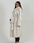 PELLICCIA ECO FUR IVANA - eco pelliccia modello cappotto con pelo lungo e cintura nel punto vita