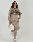 Tuta GISELLA - Completo felpa e pantalone con dettagli leopardati