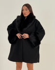 Cappotto Kristin - cappotto in panno con polsi e collo in eco pelliccia top quality