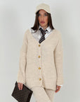 Cordset CLAUDIA - cardigan con bottoni in osso e pantalone palazzo