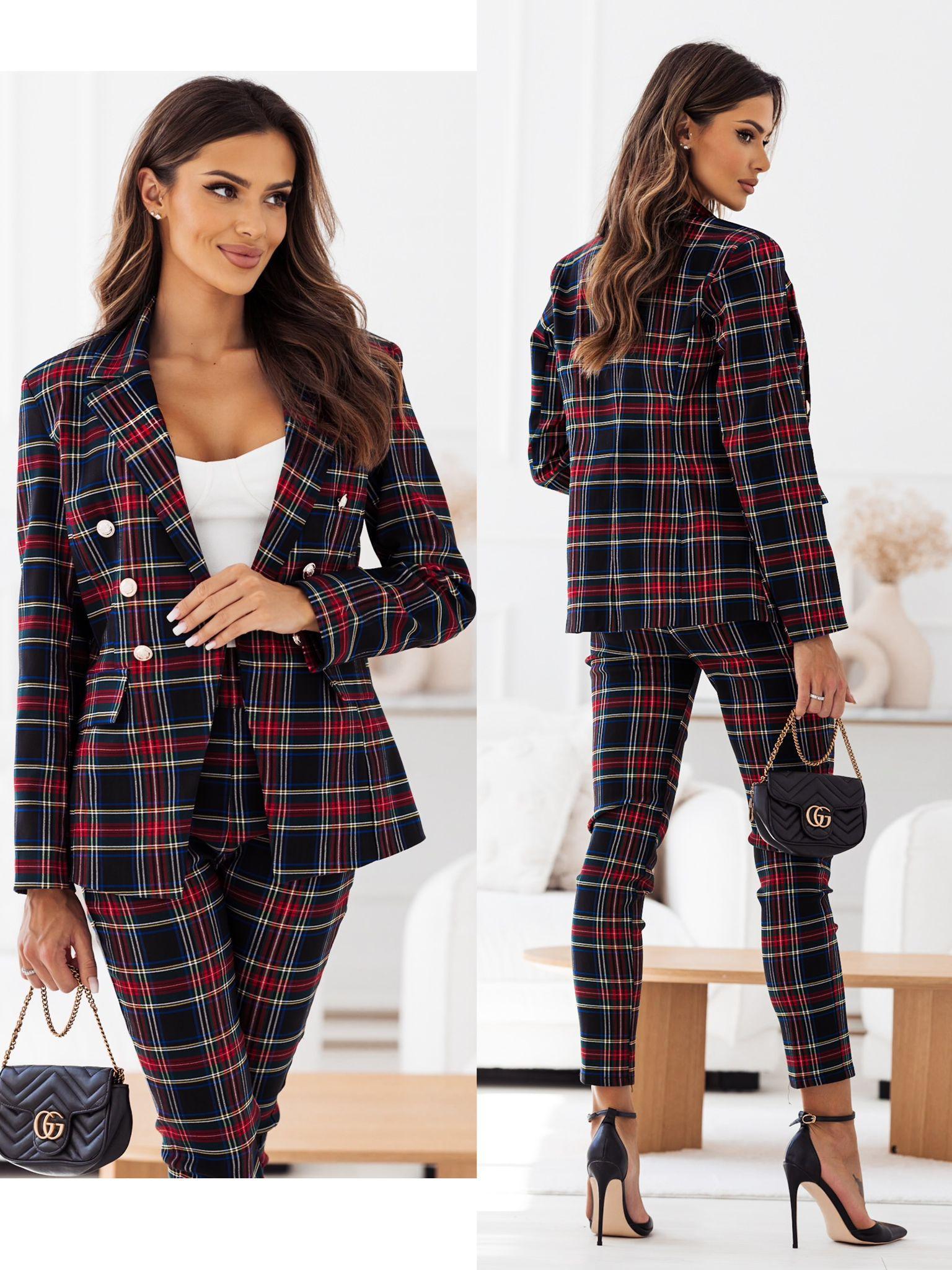 Tailleur tartan Christmas - Completo giacca e pantalone fantasia scozzese - Jiumir