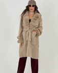 Cappotto in pelliccia MARTY con collo e manica in eco pelliccia