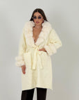 Cappotto in pelliccia MARTY con collo e manica in eco pelliccia
