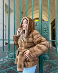 New fur n14 / new / in visual horizontal honey with hood and side pockets - Limited edition