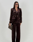 Tailleur JOHANNA - Completo in velluto con giacca doppiopetto