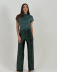 PANTALONE JUSTIN - pantalone palazzo con paillettes e vita alta