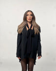 LUPE dress - short jacket dress with fake shirt