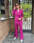 Tailleur Pink - Completo pantalone e giacca con cintura - Jiumir