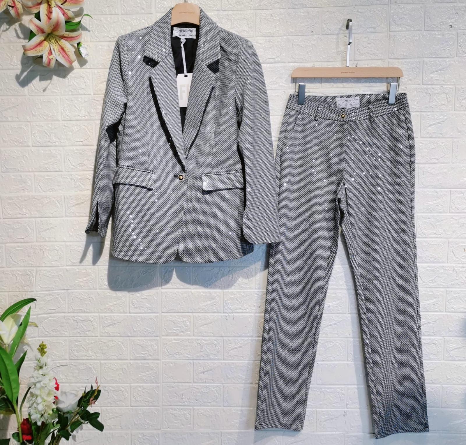 Tailleur BRILLANTINè - Completo giacca e pantalone scintillante - Jiumir