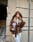 New fur n06 / no vintage / in a horizontal cut mink with hood and side pockets - Limited edition