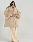 Cappotto Kristin - cappotto in panno con polsi e collo in eco pelliccia top quality