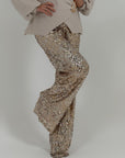 PANTALONE JUSTIN - pantalone palazzo con paillettes e vita alta