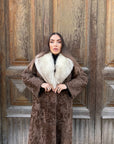 Cappotto in astrakan con collo in volpe bianca n901 - vintage