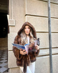 New fur n06 / no vintage / in a horizontal cut mink with hood and side pockets - Limited edition