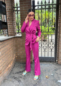 Tailleur Pink - Completo pantalone e giacca con cintura