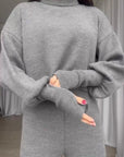 Tuta LUDMILA - Completo in lana rasa con maglia collo alto e pantalone largo