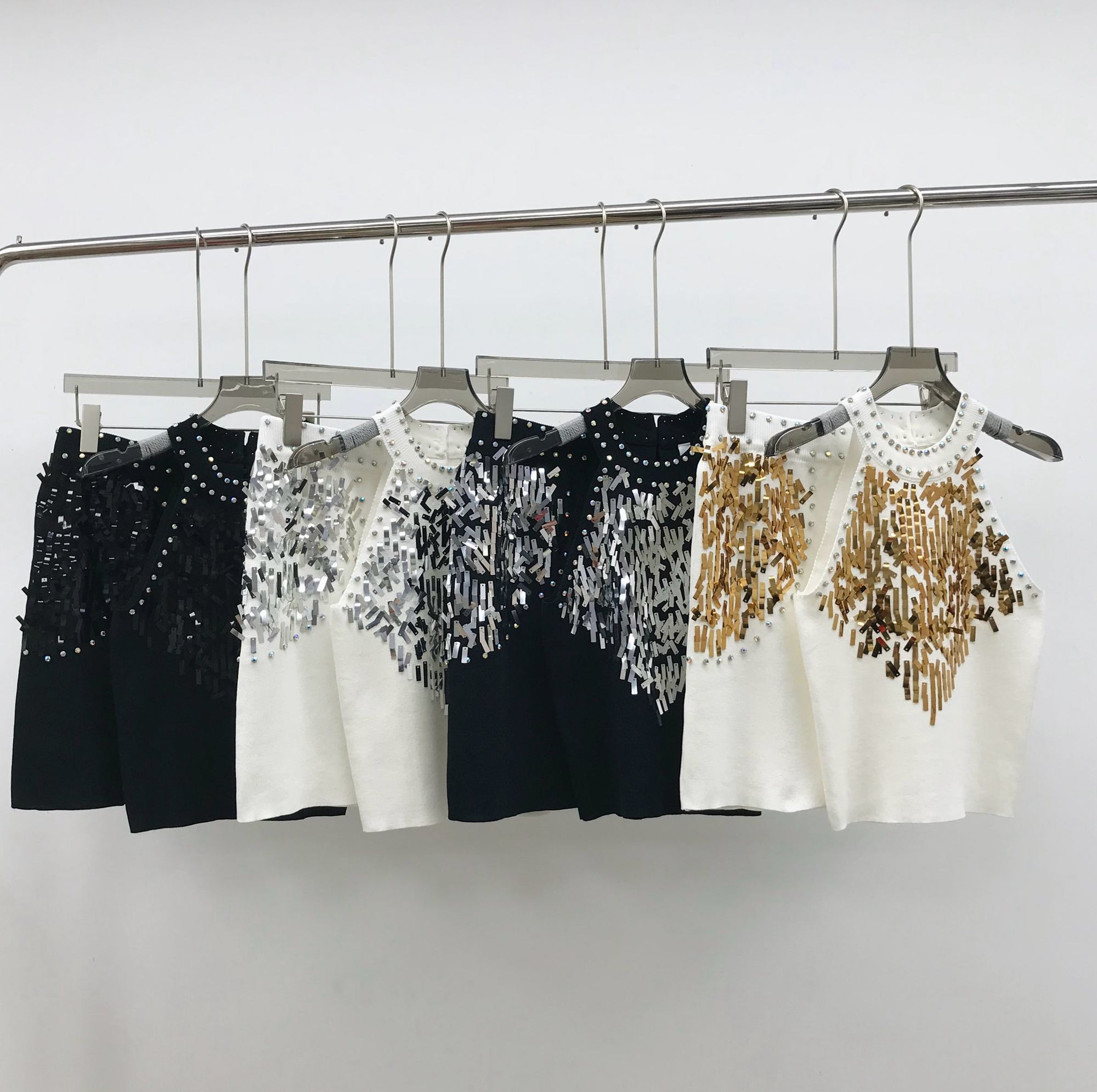 Cordset CARLOTTA - Completo top e gonna con paillettes