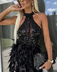 Eloid dress - short dress with feathers and pearls - Luxury Collection