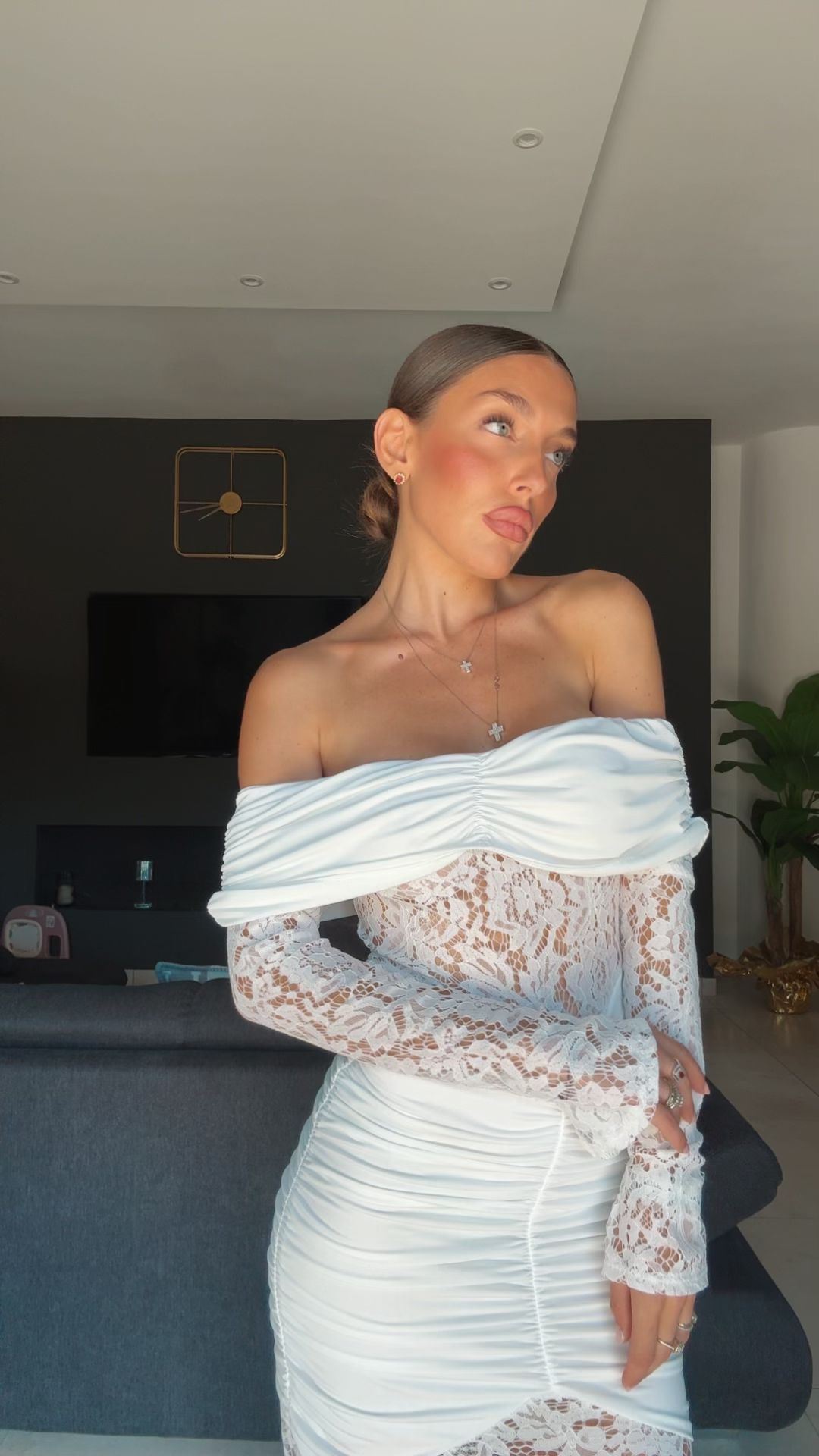 SALDO Abito Portofino - abito lungo con drappeggio e lunghezza e bustino in pizzo