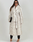 PELLICCIA ECO FUR IVANA - eco pelliccia modello cappotto con pelo lungo e cintura nel punto vita