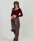 PANTALONE AVA - Pantalone leopardato con righe laterali