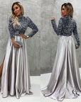 French dress - long dress with sequin bodice and shiny skirt