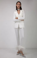 Tailleur GLORIA - Completo giacca gilet e pantalone con piume