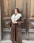 Cappotto in astrakan con collo in volpe bianca n901 - vintage