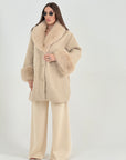 Cappotto Kristin - cappotto in panno con polsi e collo in eco pelliccia top quality