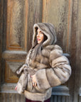 Gray mink fur - horizontal cut - new