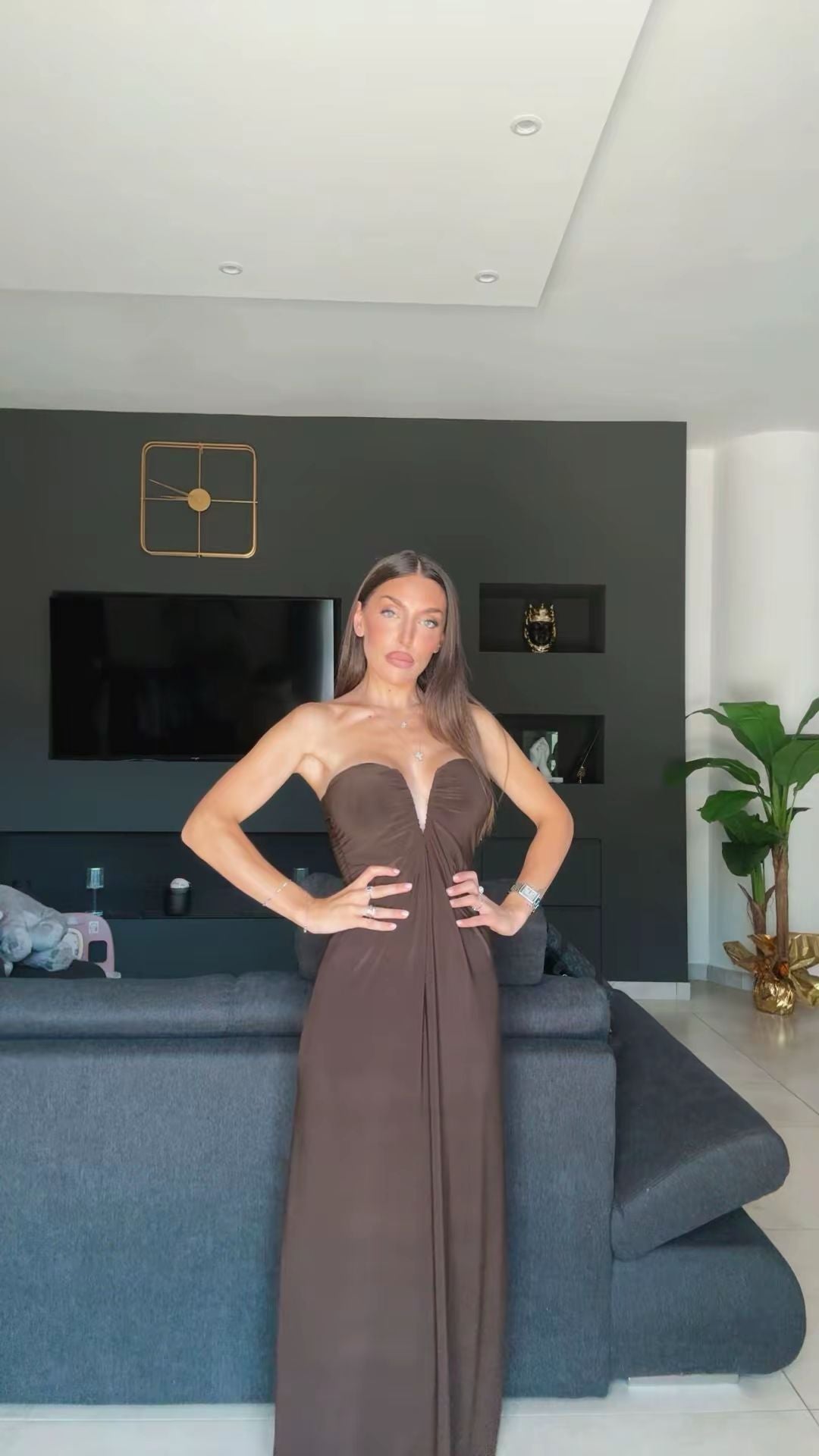 Abito Ingrid - Abito lungo scollo a cuore