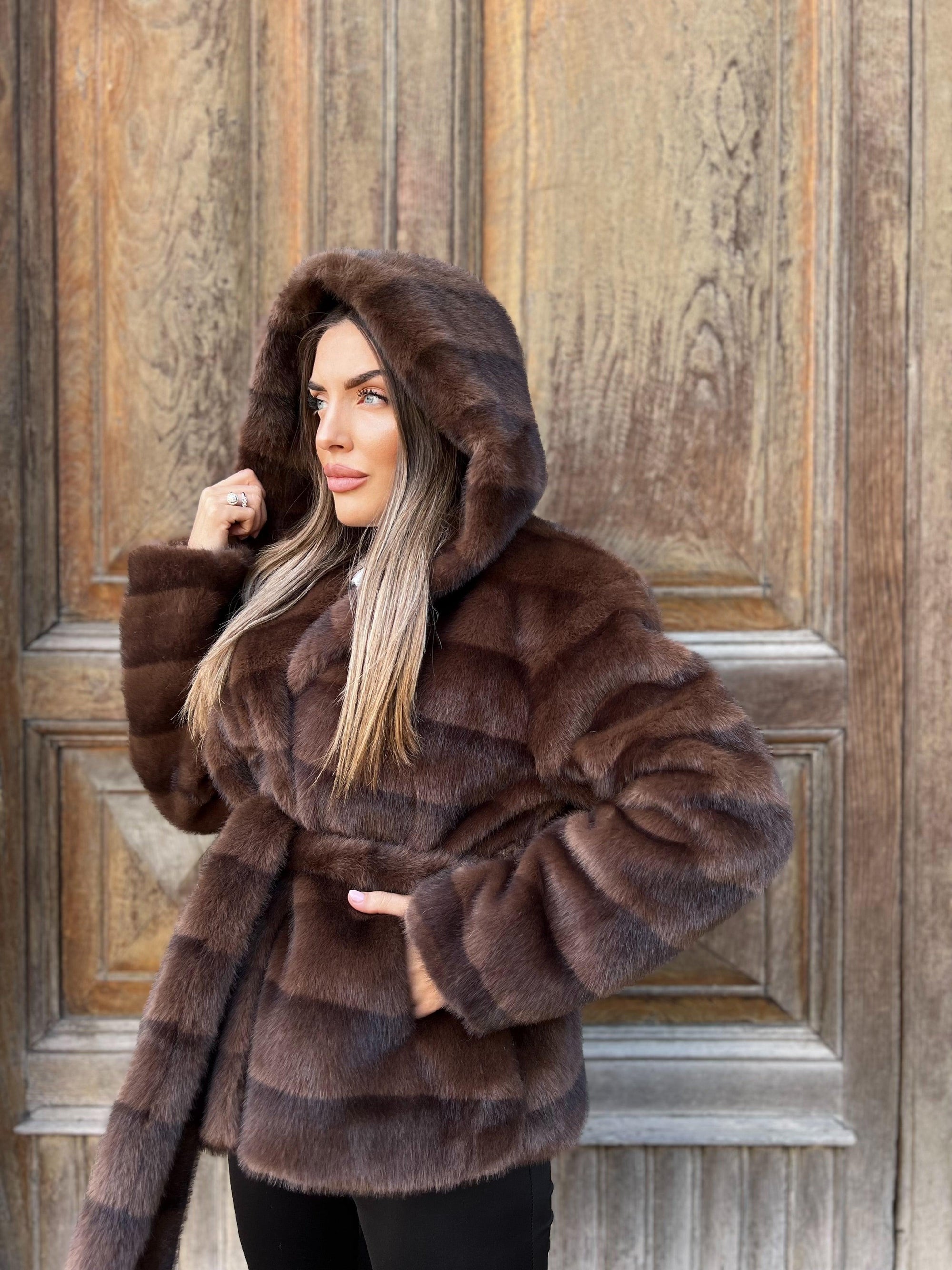 Vanity fur - eco fur model bathrobe