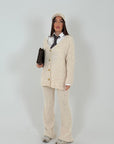 Cordset CLAUDIA - cardigan con bottoni in osso e pantalone palazzo