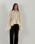 Camicia LACE - Camicia in pizzo con balze sul finale e manica a campana