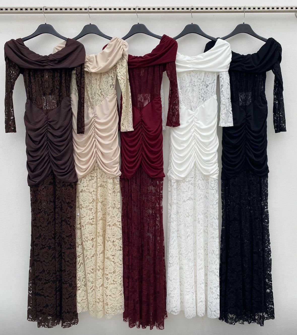 SALDO Abito Portofino - abito lungo con drappeggio e lunghezza e bustino in pizzo