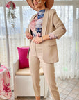 Tailleurs giacca e pantalone - giacca modello blazer e pantalone a sigaretta -beige - Jiumir