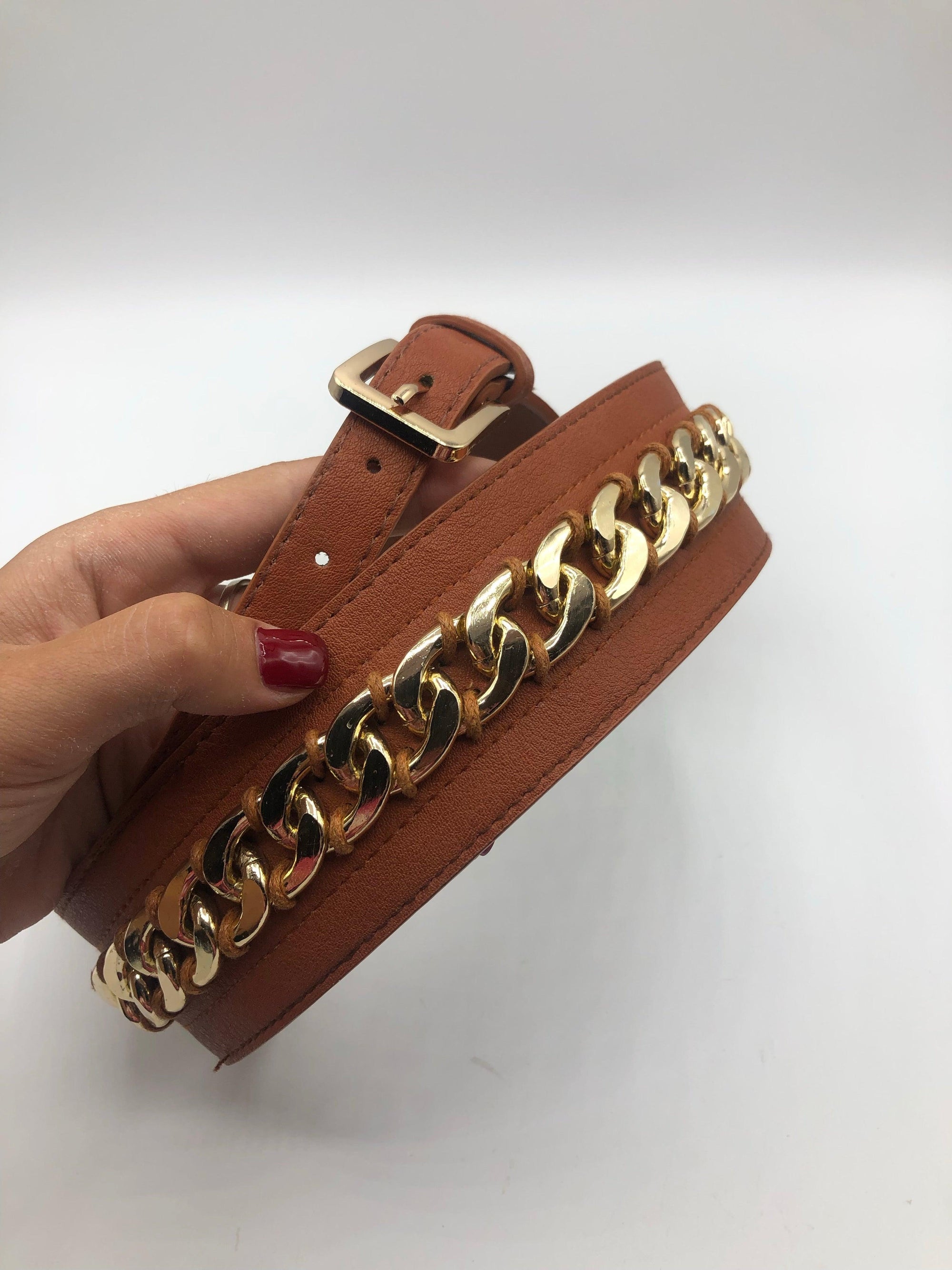 Cintura con catena  inspired- Cintura in ecopelle