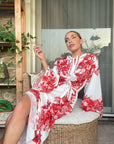 Abito bianco e rosso con manica a campana - limited edition- Moda Orientale - Jiumir